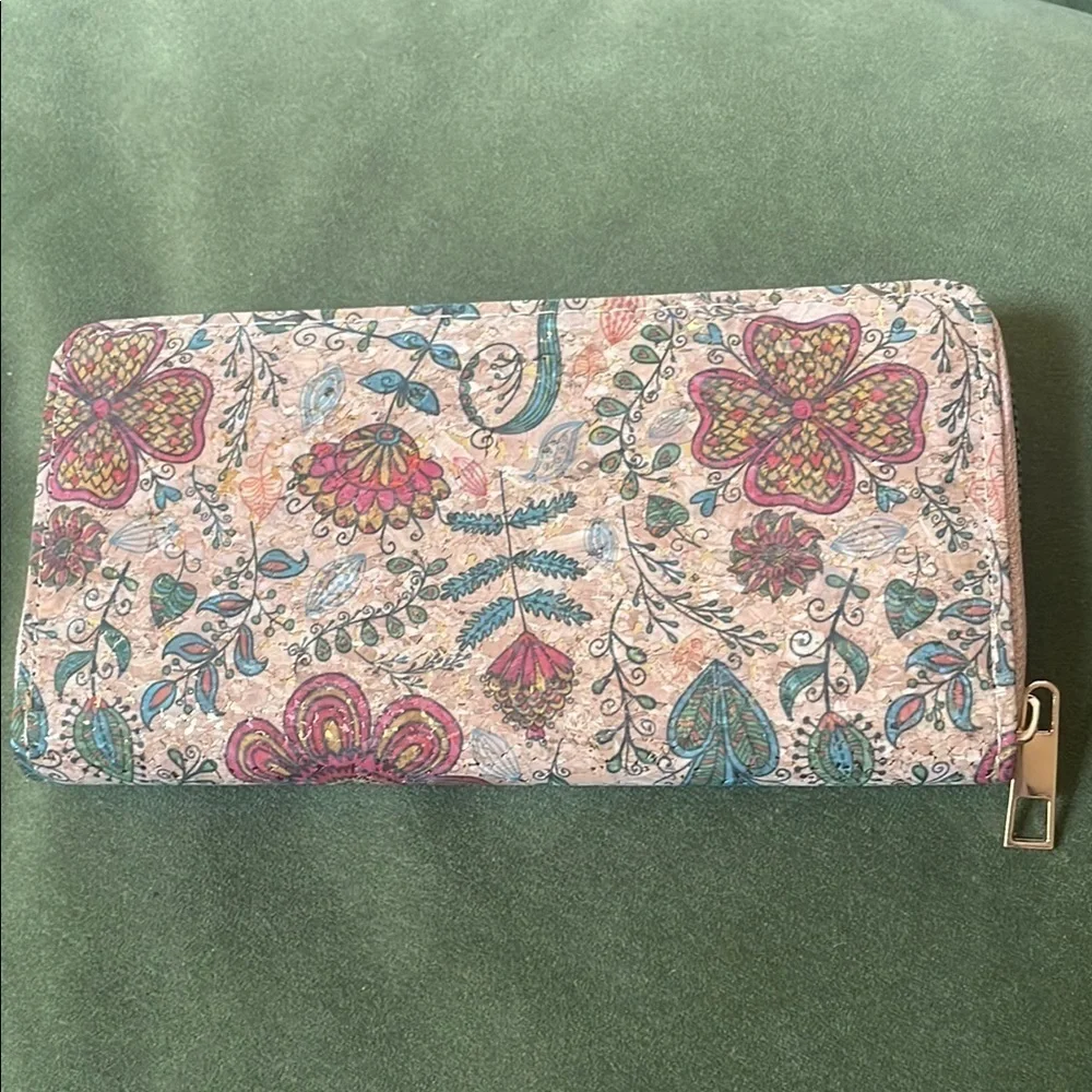 NEW Floral Cork Long Wallet